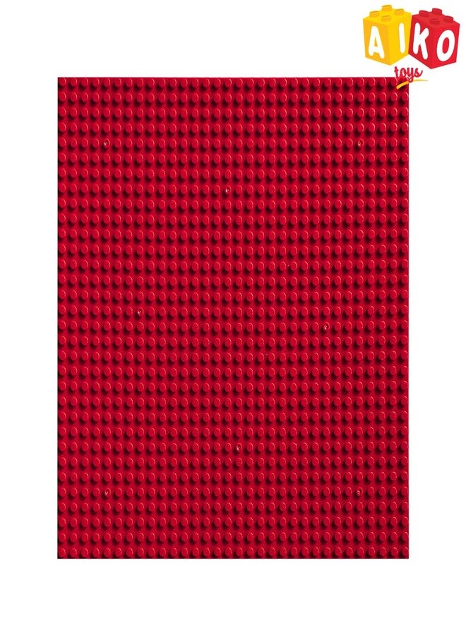 AIKO Classic Red Base Plate - 32 x 32 Studs (10" x 10") | Durable ABS Plastic Building Base | Sturdy Foundation for Construction Play | Compatible with Major Block Brands | Ideal Gift for Kids 4+ - Image 2